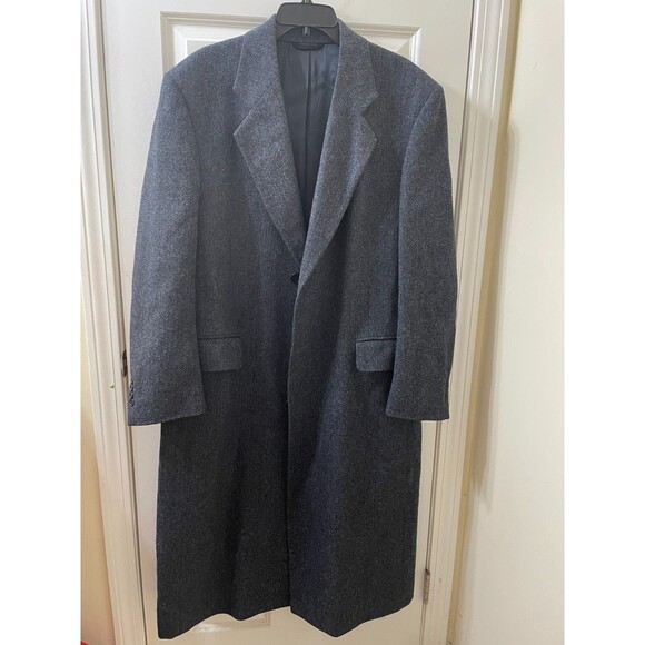 BARRISTER Long 100% Wool Coat Overcoat Mens Size 46 Black Vintage - Picture 1 of 16